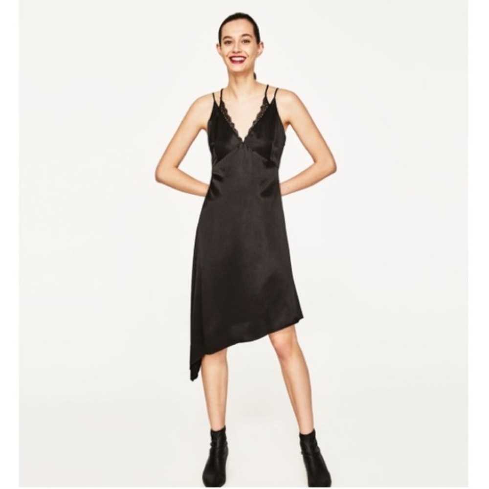 NWT Zara Satin Asymmetrical Dress